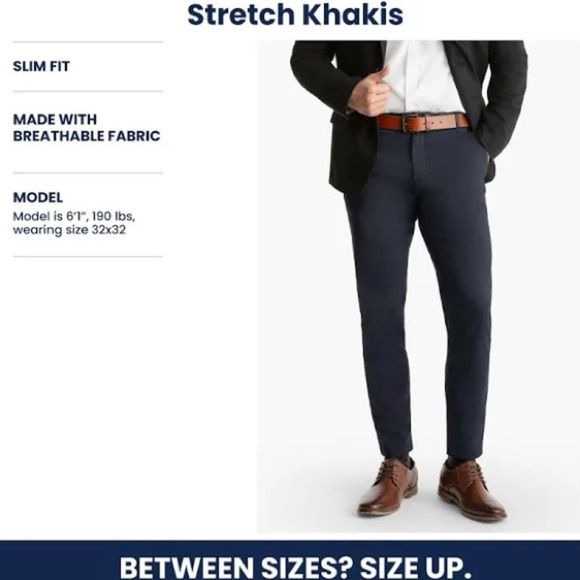 BIRDDOGS Men's Slim Fit Stretch Khaki Pants w liner in Dark Charcoal Grey 34x30 - Picture 4 of 10